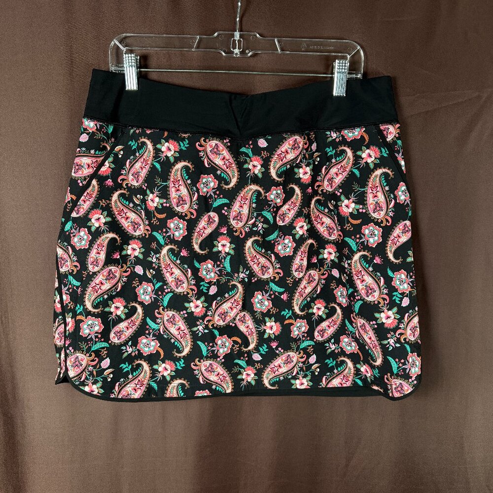 Lands' End Womens 14,18W LONG Swim Skirt Swim Bottoms Comfort Waist Skort Black